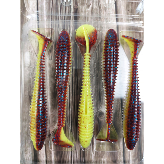 Силікон Keitech Swing Impact FAT 4.8" (5 шт/уп), колір:ea#15 grape chart red flk, Довжина силікону: 4.8" (12.2 см), Колір силікону: ea#15 grape chart red flk, фото , изображение 7