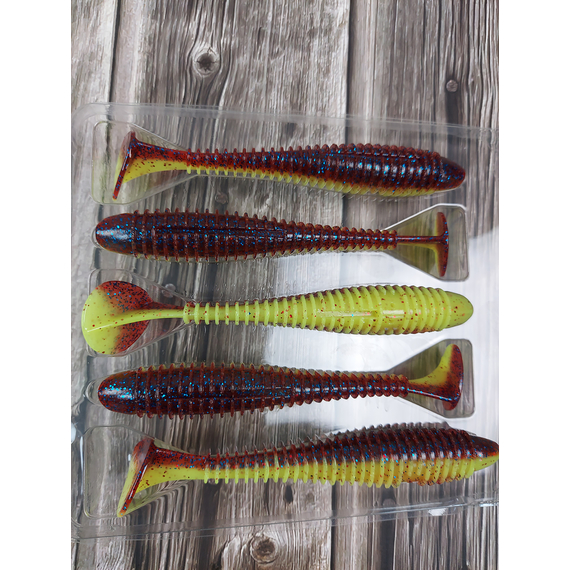 Силікон Keitech Swing Impact FAT 4.8" (5 шт/уп), колір:ea#15 grape chart red flk, Довжина силікону: 4.8" (12.2 см), Колір силікону: ea#15 grape chart red flk, фото , изображение 9