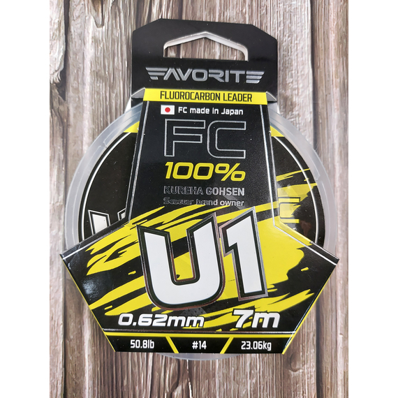 Флюорокарбон Favorite U1 FC 7m #14/0.62mm 50.8lb/23.06kg (Made in Japan), Діаметр: 0.62mm, Розмотування: 7m, фото , изображение 4