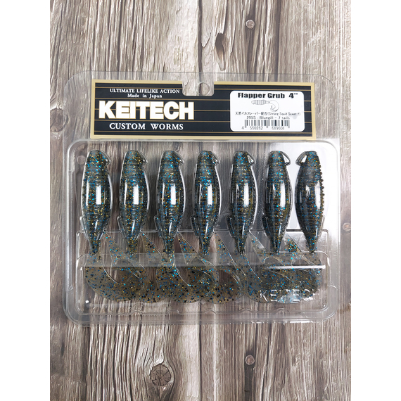Силікон Keitech Flapper Grub 4" (7 шт/упак), колір:205 bluegill, Довжина силікону: 4" (10.2 см), Колір силікону: 205 Bluegill, фото , изображение 2