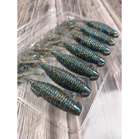 Силікон Keitech Flapper Grub 4" (7 шт/упак), колір:205 bluegill, Довжина силікону: 4" (10.2 см), Колір силікону: 205 Bluegill, фото , изображение 6