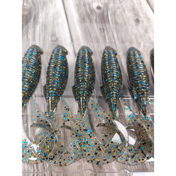 Силікон Keitech Flapper Grub 4" (7 шт/упак), колір:205 bluegill, Довжина силікону: 4" (10.2 см), Колір силікону: 205 Bluegill, фото , изображение 7