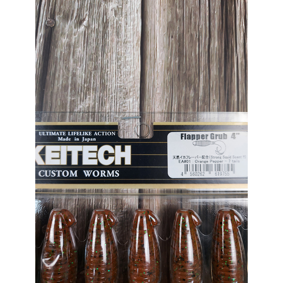 Силікон Keitech Flapper Grub 4" (7 шт/упак), колір:ea#01 orange pepper, Довжина силікону: 4" (10.2 см), Колір силікону: EA#01 Orange Pepper, фото , изображение 3