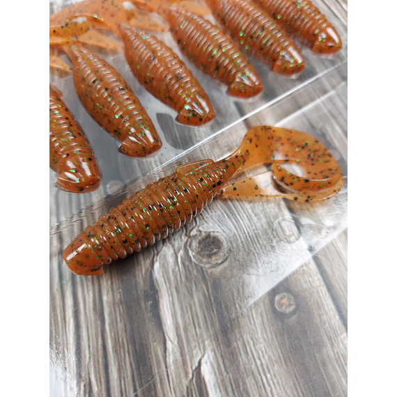 Силікон Keitech Flapper Grub 4" (7 шт/упак), колір:ea#01 orange pepper, Довжина силікону: 4" (10.2 см), Колір силікону: EA#01 Orange Pepper, фото , изображение 7