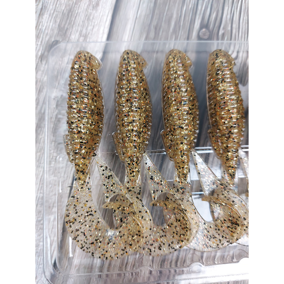 Силікон Keitech Flapper Grub 4" (7 шт/упак), колір:321 gold shad, Довжина силікону: 4" (10.2 см), Колір силікону: 321 Gold Shad, фото , изображение 7