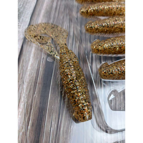 Силікон Keitech Flapper Grub 4" (7 шт/упак), колір:321 gold shad, Довжина силікону: 4" (10.2 см), Колір силікону: 321 Gold Shad, фото , изображение 8