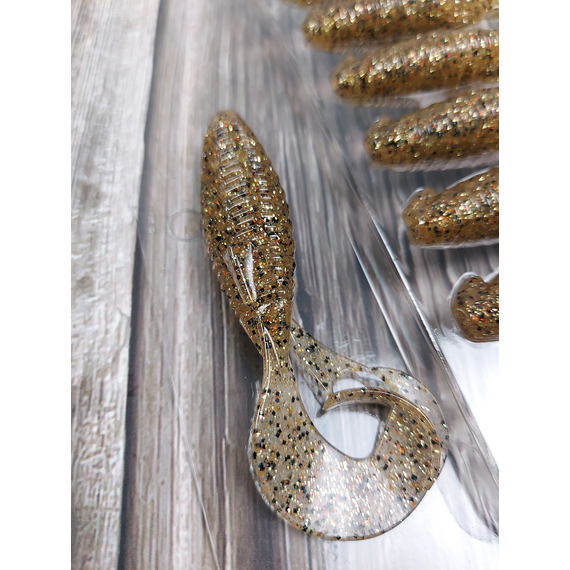 Силікон Keitech Flapper Grub 4" (7 шт/упак), колір:321 gold shad, Довжина силікону: 4" (10.2 см), Колір силікону: 321 Gold Shad, фото , изображение 9