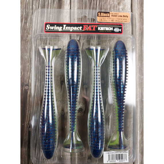 Силікон Keitech Swing Impact FAT 5.8" (4 шт/уп),, колір: pal#06 violet lime berry, Довжина силікону: 5.8" (14.7 см), Колір силікону: PAL#06 Violet Lime Berry, фото , изображение 3