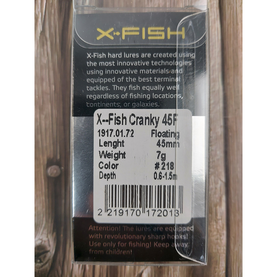 Воблер X-Fish Cranky 45F 45mm 7g #218 (0.6-1.5m), Размер/Вес: 45mm/7g, Цвет воблера: 218, фото , изображение 4