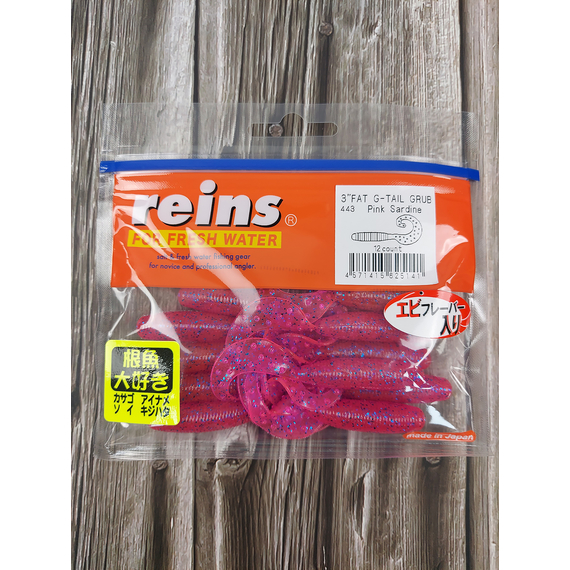Силікон Reins Fat G-Tail Grub 3" 443 Pink Sardine (12шт/уп), Довжина силікону: 3.0" (7,62 см), Колір силікону: 443 Pink Sardine, фото , изображение 2