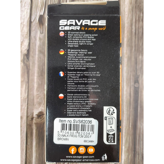 Воблер Savage Gear Walk Frog F 70мм / 20 гр — воблер-жаба (коричневий), Розмір/Вага: 70мм/20г, Колір воблера: Brown Frog, фото , изображение 4