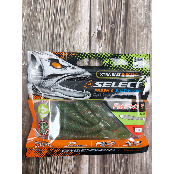 Силикон Select Fatfish 3" col.108 (6 шт/упак), Длина силикона: 3" (7.62 см), Расцветка силикона: 108, фото , изображение 3
