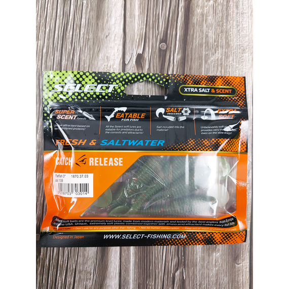 Силикон Select Fatfish 3" col.108 (6 шт/упак), Длина силикона: 3" (7.62 см), Расцветка силикона: 108, фото , изображение 4