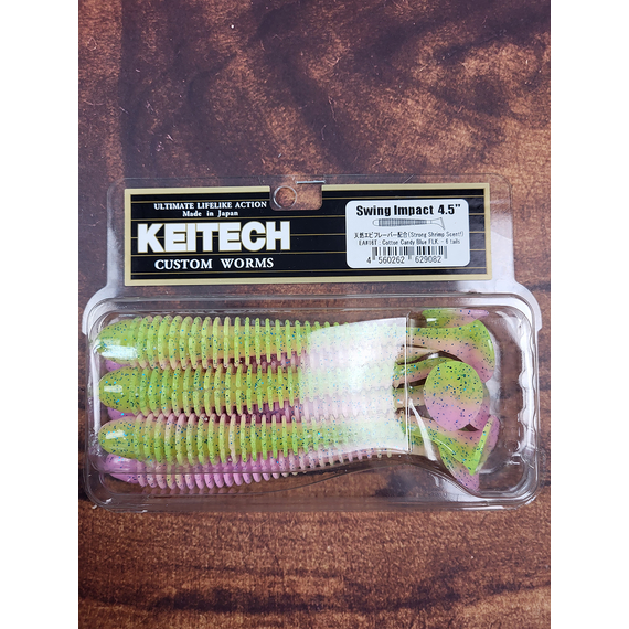Силикон Keitech Swing Impact 4.5" (6 шт/упак) ц:ea#16 cotton candy blue f, Длина силикона: 4.5" (11.4 см), Расцветка силикона: ea#16 cotton candy blue f, фото , изображение 3