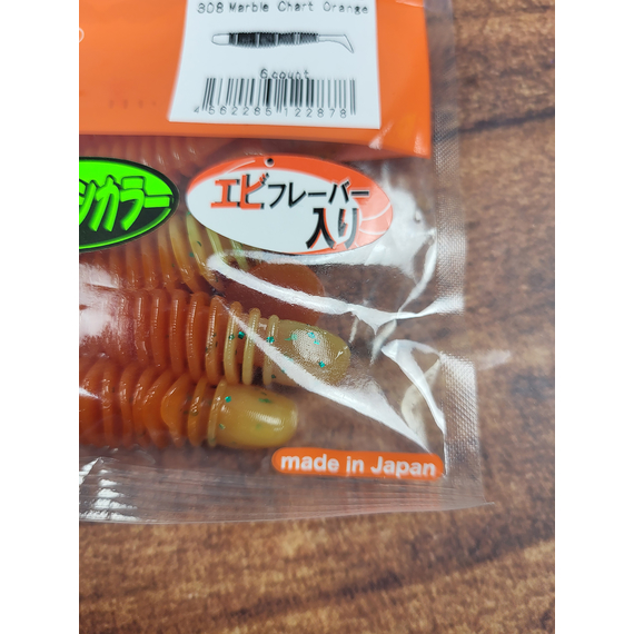 Силікон Reins Bubbling Shad 3" 308 Marble Chart Orange (6шт/уп), Довжина силікону: 3.0" (7,62 см), Колір силікону: 308 Marble Chart Orange, фото , изображение 5