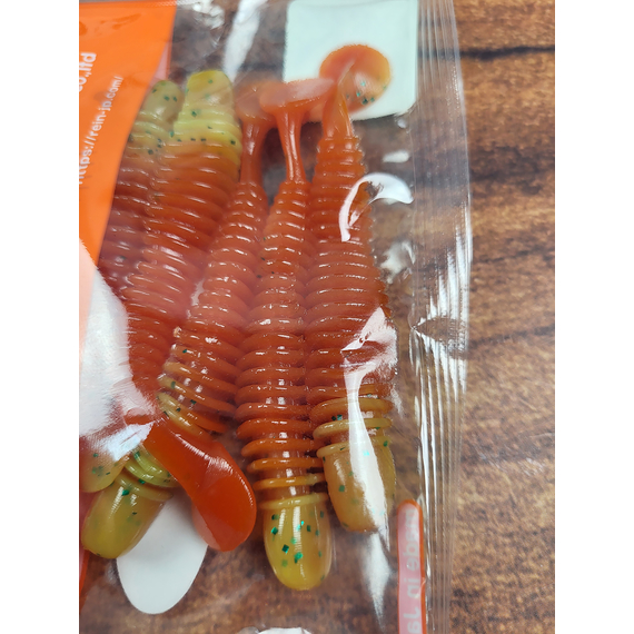 Силікон Reins Bubbling Shad 3" 308 Marble Chart Orange (6шт/уп), Довжина силікону: 3.0" (7,62 см), Колір силікону: 308 Marble Chart Orange, фото , изображение 7