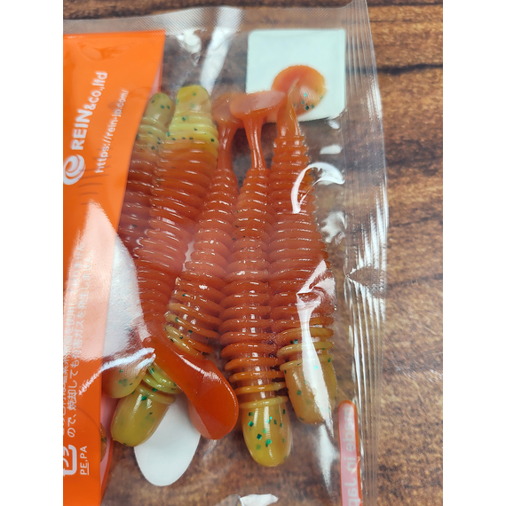 Силікон Reins Bubbling Shad 3" 308 Marble Chart Orange (6шт/уп), Довжина силікону: 3.0" (7,62 см), Колір силікону: 308 Marble Chart Orange, фото , изображение 8