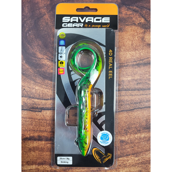 Силікон Savage Gear 4D Real Eel 200mm 38.0g Firetiger (поштучно), Довжина силікону: 200mm, Колір силікону: Firetiger, фото , изображение 2