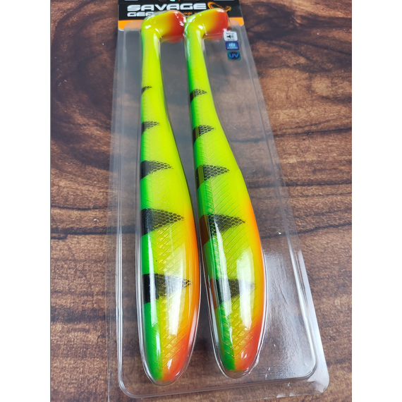 Силікон Savage Gear Monster Shad 220mm 60.0g Firetiger (2 шт / уп), Довжина силікону: 220mm, Колір силікону: Firetiger, фото , изображение 5