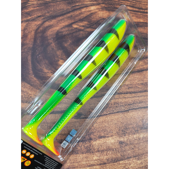 Силікон Savage Gear Monster Shad 220mm 60.0g Firetiger (2 шт / уп), Довжина силікону: 220mm, Колір силікону: Firetiger, фото , изображение 7