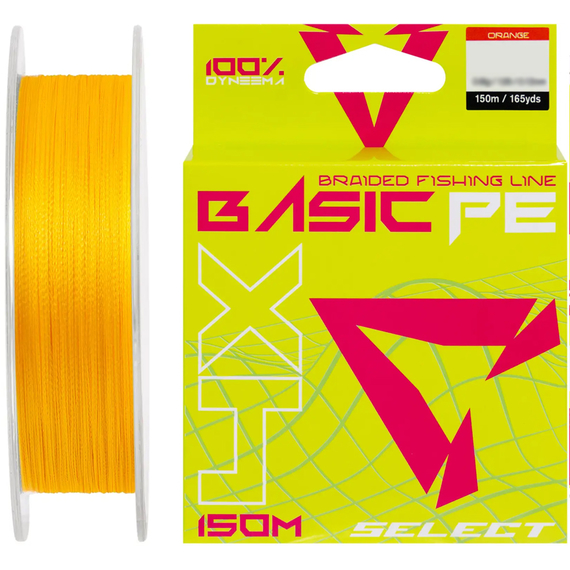 Шнур Select Basic PE 150m (оранж.) 0.14mm 15lb/6.8kg, Диаметр: 0.14mm, Размотка: 150m, Выберите цвет: помаранчевий, фото 