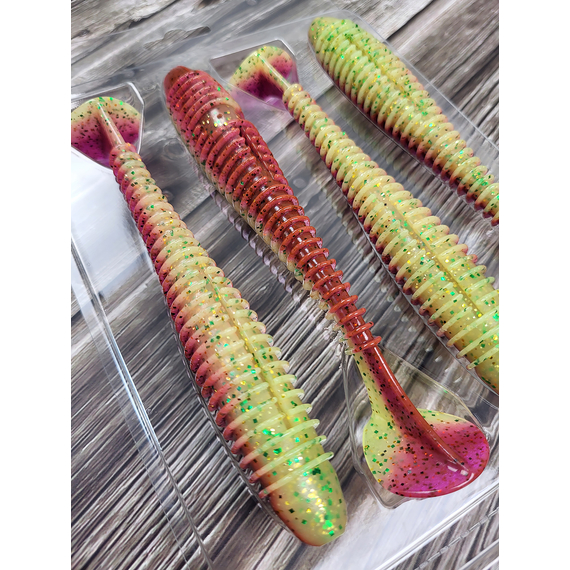 Силікон Keitech Swing Impact FAT 5.8" (4 шт/уп),, колір: ea#18 mystic lime chart, Довжина силікону: 5.8" (14.7 см), Колір силікону: EA#18 Mystic Lime Chart, фото , изображение 7