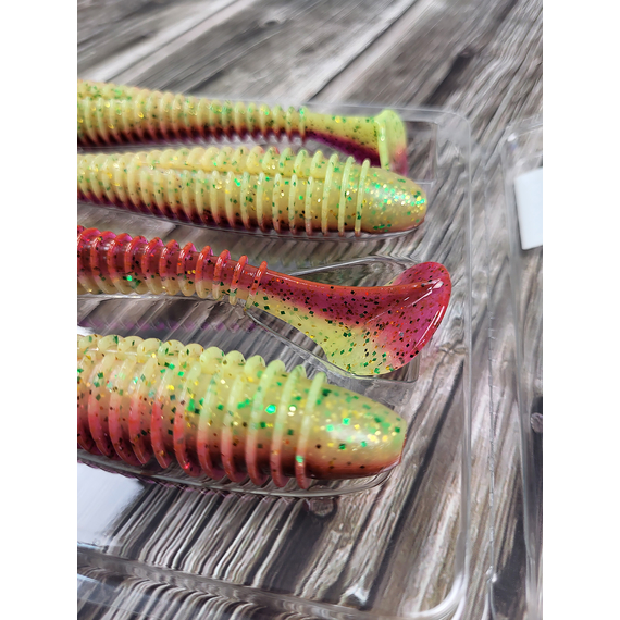 Силікон Keitech Swing Impact FAT 5.8" (4 шт/уп),, колір: ea#18 mystic lime chart, Довжина силікону: 5.8" (14.7 см), Колір силікону: EA#18 Mystic Lime Chart, фото , изображение 8