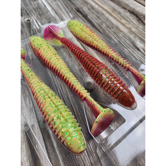 Силікон Keitech Swing Impact FAT 5.8" (4 шт/уп),, колір: ea#18 mystic lime chart, Довжина силікону: 5.8" (14.7 см), Колір силікону: EA#18 Mystic Lime Chart, фото , изображение 9