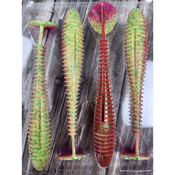 Силікон Keitech Swing Impact FAT 5.8" (4 шт/уп),, колір: ea#18 mystic lime chart, Довжина силікону: 5.8" (14.7 см), Колір силікону: EA#18 Mystic Lime Chart, фото , изображение 11