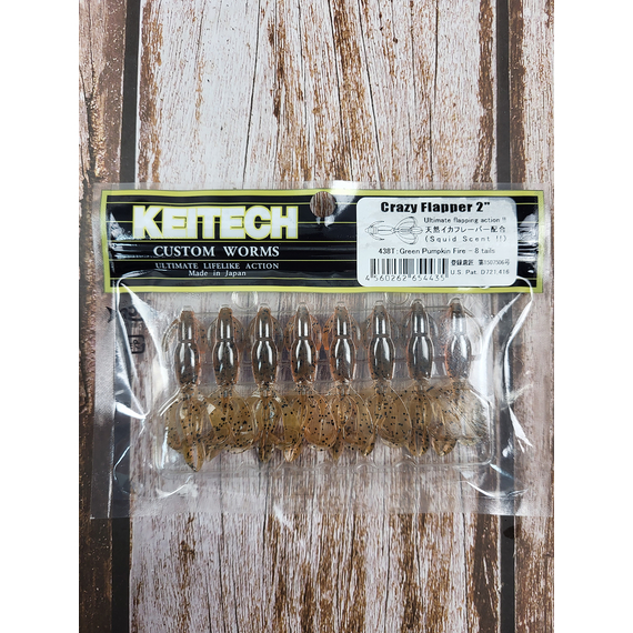 Силікон Keitech Crazy Flapper 2", колір: 438 green pumpkin fire, Довжина силікону: 2" (5.1 см), Колір силікону: 438 Green Pumpkin Fire, фото , изображение 3