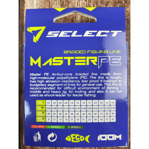 Шнур Select Master PE 100m 0.08мм 11кг темн.-зел., Діаметр: 0.08mm, Розмотування: 100m, Колір: темно-зеленый, фото , изображение 8