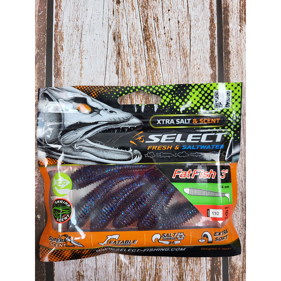 Силикон Select Fatfish 3" col.110 (6 шт/упак), Длина силикона: 3" (7.62 см), Расцветка силикона: 110, фото , изображение 3