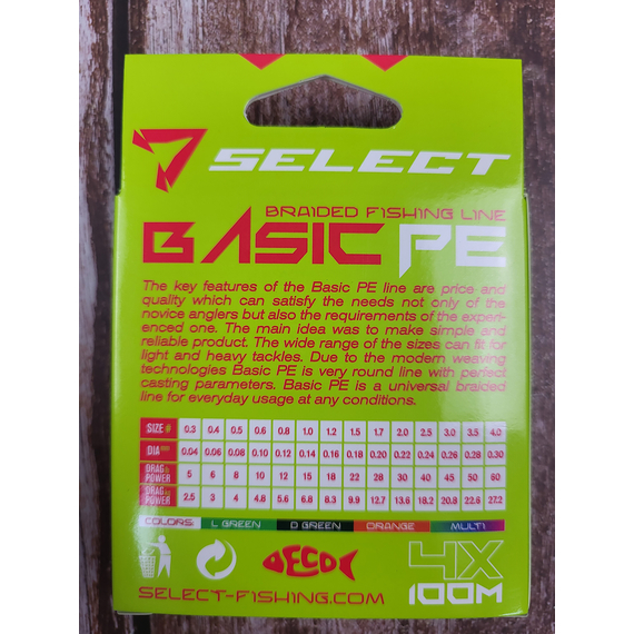 Шнур риболовний Select Basic PE 100m, 0.08mm, 8Lb/4kg, колір: помаранчевий, Діаметр: 0.08mm, Розмотування: 100m, Колір: помаранчевий, фото , изображение 6