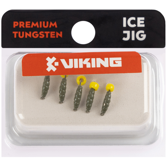 Мормишка вольфрамова Viking Fishing Shrimp+bead 0.37g 7mm Olive+Y (5шт), Размер/Вес: 7мм/0.37г, Колір мормишки: Olive+Y, фото , изображение 2