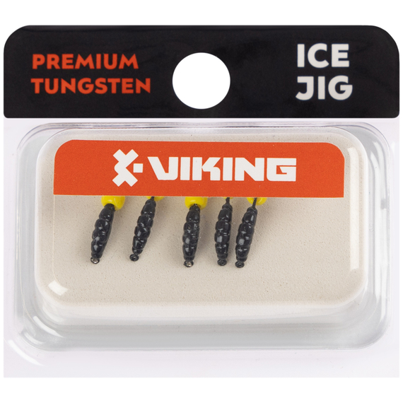 Мормишка вольфрамова Viking Fishing Shrimp+bead 0.37g 7mm Black+Y (5шт), Розмір/Вага: 7мм/0.37г, Колір мормишки: Black+Y, фото , изображение 2