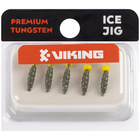Мормишка вольфрамова Viking Fishing Shrimp+bead 0.64g 8mm Olive+Y (5шт), Розмір/Вага: 8мм/0.64г, Колір мормишки: Olive+Y, фото , изображение 2