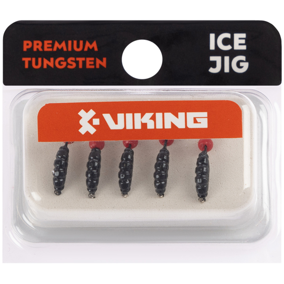 Мормишка вольфрамова Viking Fishing Shrimp+bead 0.64g 8mm Black+R (5шт), Размер/Вес: 8мм/0.64г, Колір мормишки: Black+R, фото , изображение 2