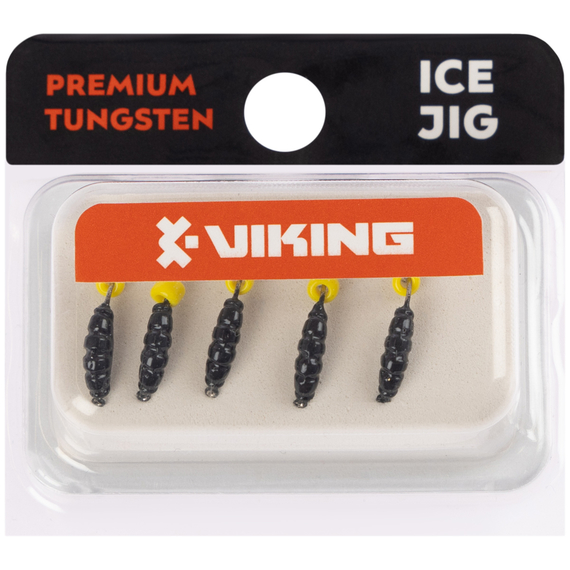 Мормишка вольфрамова Viking Fishing Shrimp+bead 0.64g 8mm Black+Y (5шт), Розмір/Вага: 8мм/0.64г, Колір мормишки: Black+Y, фото , изображение 2