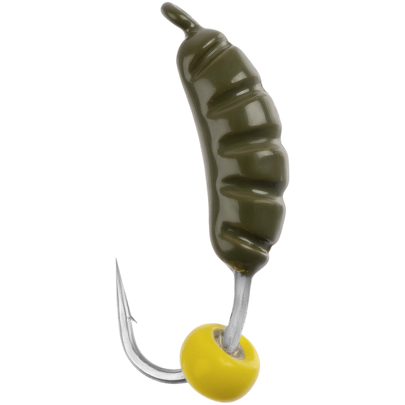 Мормишка вольфрамова Viking Fishing Shrimp+bead 0.95g 9mm Olive+Y (5шт), Розмір/Вага: 9мм/0.95г, Колір мормишки: Olive+Y, фото 