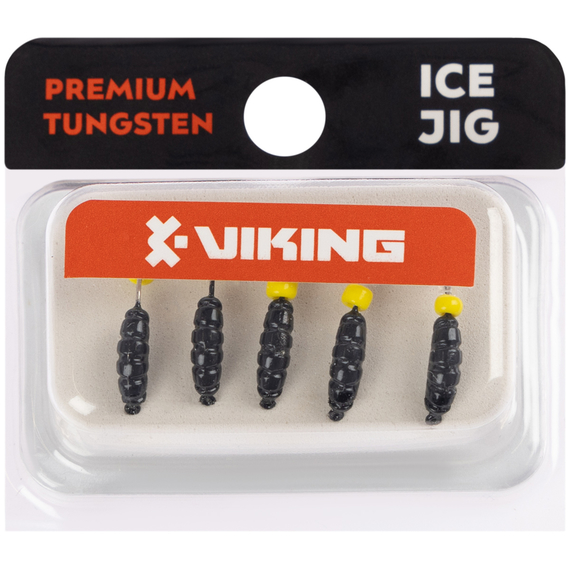 Мормишка вольфрамова Viking Fishing Shrimp+bead 0.95g 9mm Black+Y (5шт), Размер/Вес: 9мм/0.95г, Колір мормишки: Black+Y, фото , изображение 2