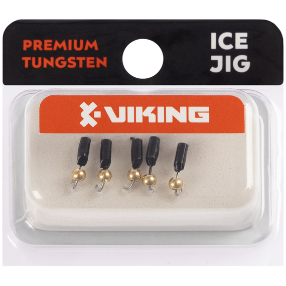 Мормишка вольфрамова Viking Fishing Rigabik+bead 0.35g 2mm Black+G (5шт), Размер/Вес: 2мм/0.35г, Колір мормишки: Black+G, фото , изображение 2