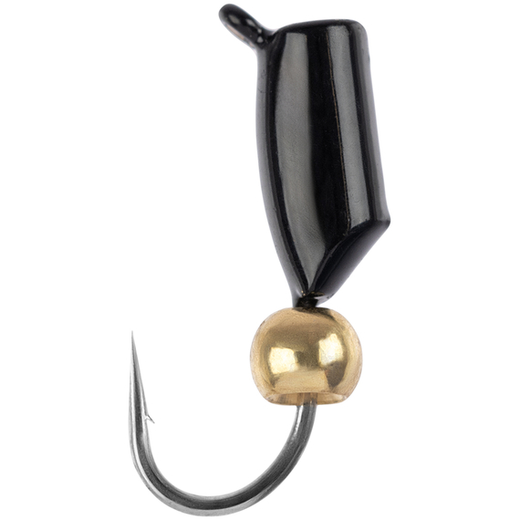 Мормишка вольфрамова Viking Fishing Rigabik+bead 0.62g 2.5mm Black+G (5шт), Размер/Вес: 2.5мм/0.62г, Колір мормишки: Black+G, фото 
