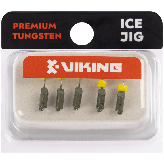 Мормишка вольфрамова Viking Fishing Rigabik+bead 0.62g 2.5mm Olive+Y (5шт), Размер/Вес: 2.5мм/0.62г, Колір мормишки: Olive+Y, фото , изображение 2