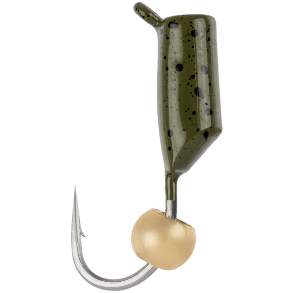 Мормишка вольфрамова Viking Fishing Rigabik+bead 0.62g 2.5mm Olive+G (5шт), Размер/Вес: 2.5мм/0.62г, Колір мормишки: Olive+G, фото 