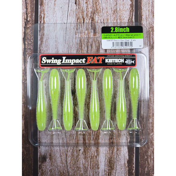 Силікон Keitech Swing Impact FAT 2.8" (8 шт/уп),, колір: ea#19 electric chart shad, Довжина силікону: 2.8" (7.1 см), Колір силікону: EA#19 Electric Chart Shad, фото , изображение 3