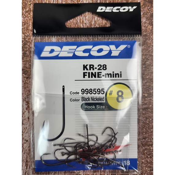 Крючок Decoy KR-28 Fine Mini #8 (18 шт/уп), фото , изображение 4