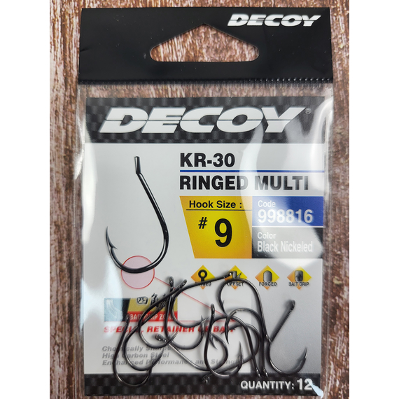 Крючок Decoy KR-30 RINGED MULTI #9 (12 шт/уп), фото , изображение 4