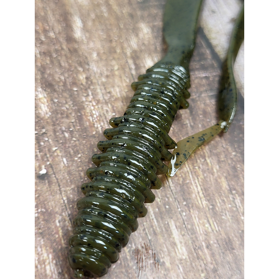 Силікон Keitech Mad Wag 7" (6 шт/упак), колір:101 green pumpkin pp., Довжина силікону: 7" (17.8 см), Колір силікону: 101 Green Pumpkin PP, фото , изображение 7