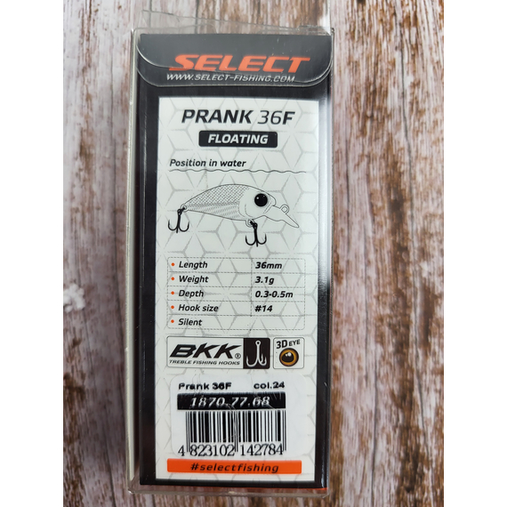 Воблер Select Prank 36F 36mm 3.1g #24 (0.3-0.5m), Колір воблера: 24, фото , изображение 3