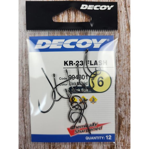 Крючок Decoy KR-23 Black Nickeled #6 (12 шт/уп), фото , изображение 3